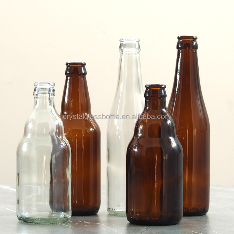 beer glass bottle clear brown blue black green beer bottle 330ml 500 ml brown beer bottle 500ml 650 750 1000ml  with cap lid