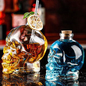 wholesale recyclable patron bottles Custom unique shaped skulls vodka 50cl 750ml liquor bottles 500ml glass bottle