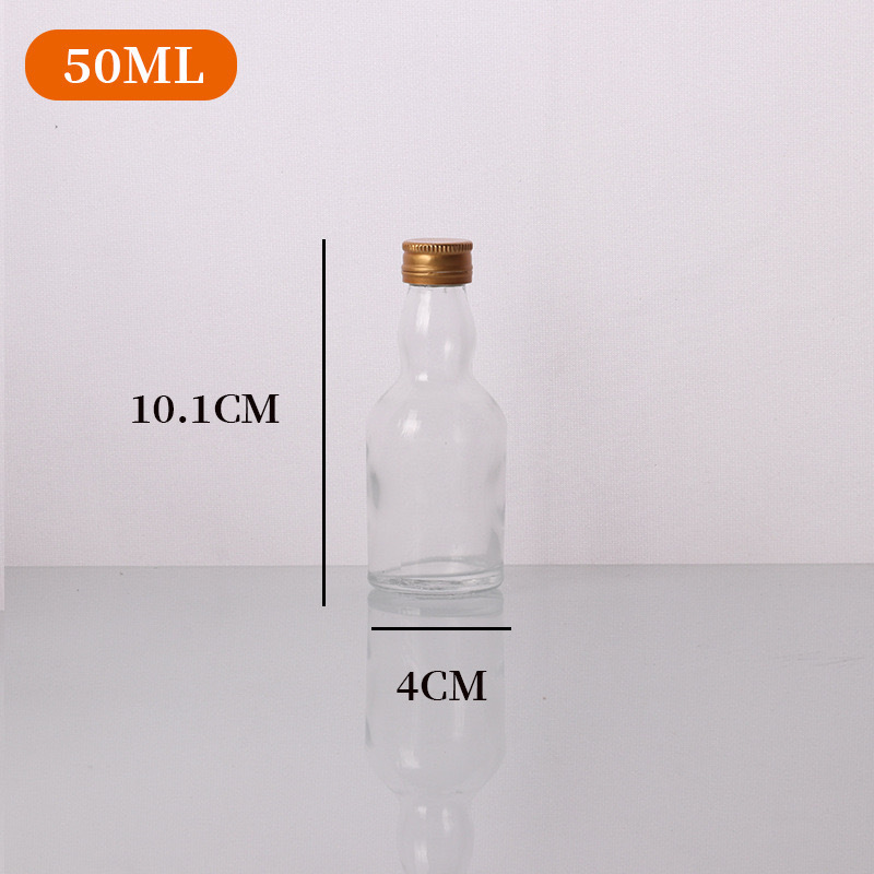 50ml  small mini capacity round square reusable glass liquor wine spirits bottle for vodka gin whisky tequila brandy