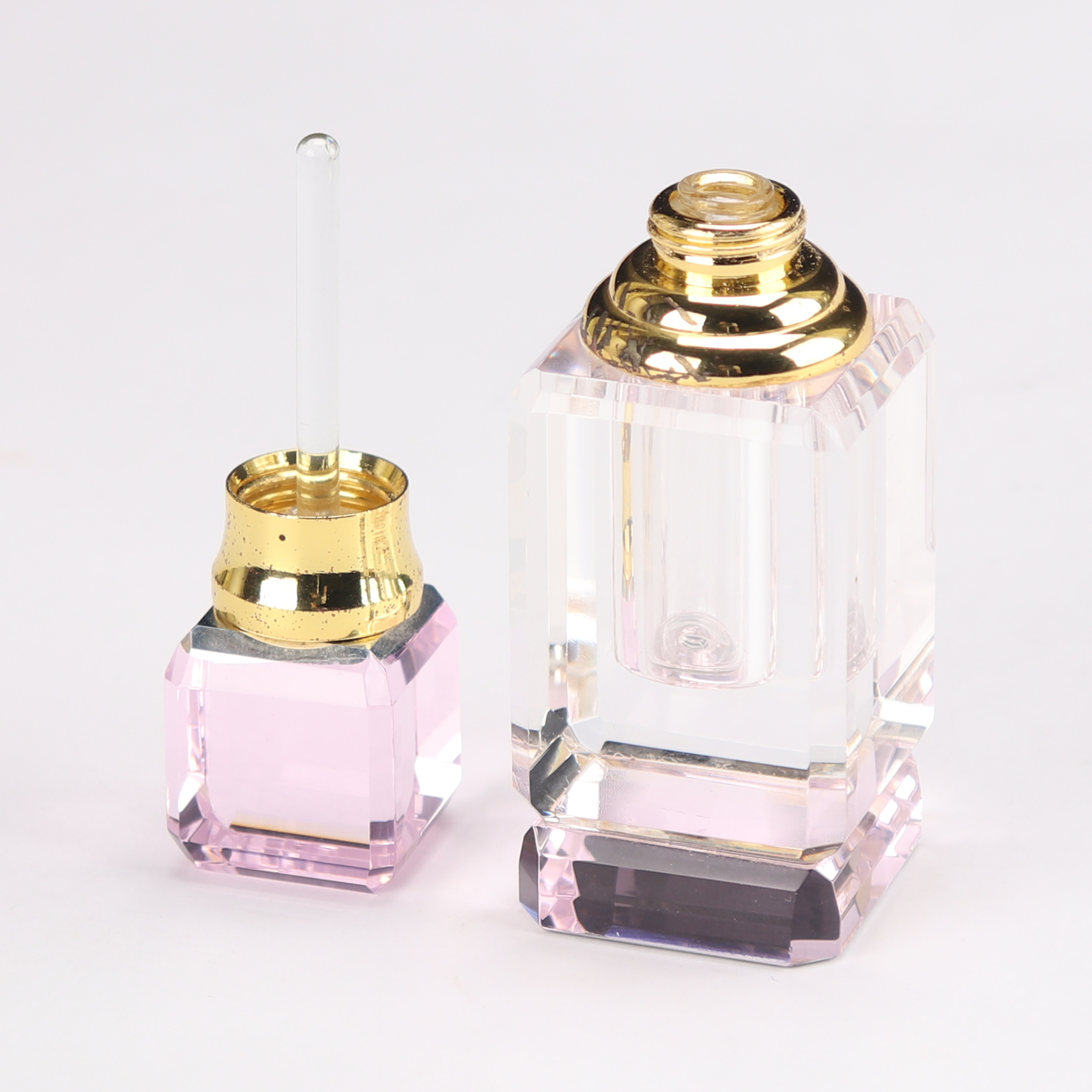 New style luxurious Transparent 3ml K9 Crystal Empty pink  Perfume Bottle Rose Cut Faceted Parfum