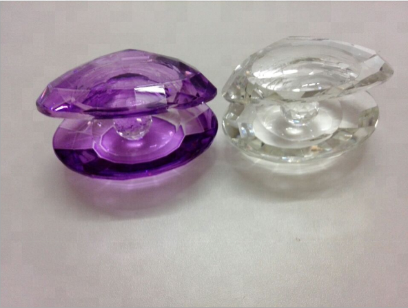 Hot Selling Lovely purple Crystal glass mussel Shell figurines with diamond for wedding favor gift