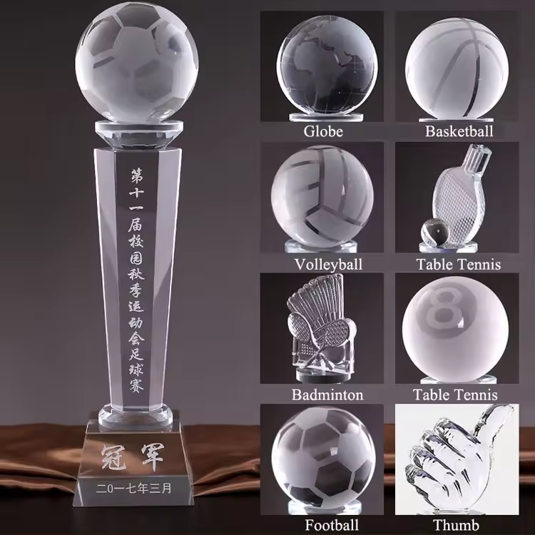 wholesale trophy laser engrave basketball award custom crystal glass trophy