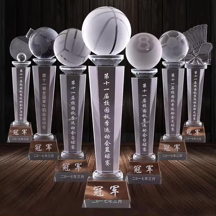 wholesale trophy laser engrave basketball award custom crystal glass trophy