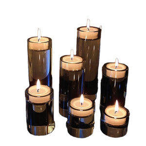 Wholesale glass holders for candles bulk simple glass candlestick holders tall glass candlesticks for decoration