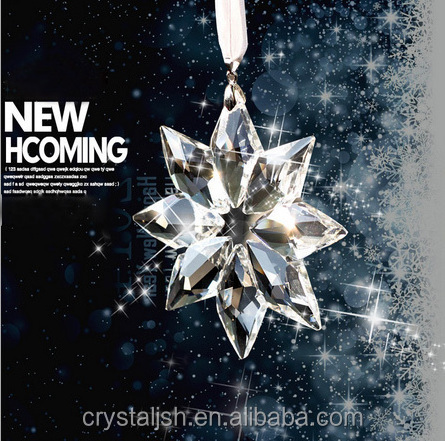 2023 The latest simple high transparent crystal clear snowflake ornament in christmas decoration supplies