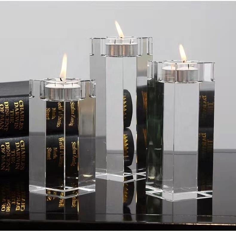 Hot Sale Europe K9 Crystal Candle Holders Stand Wedding Home Decor Candlestick Table Centerpieces