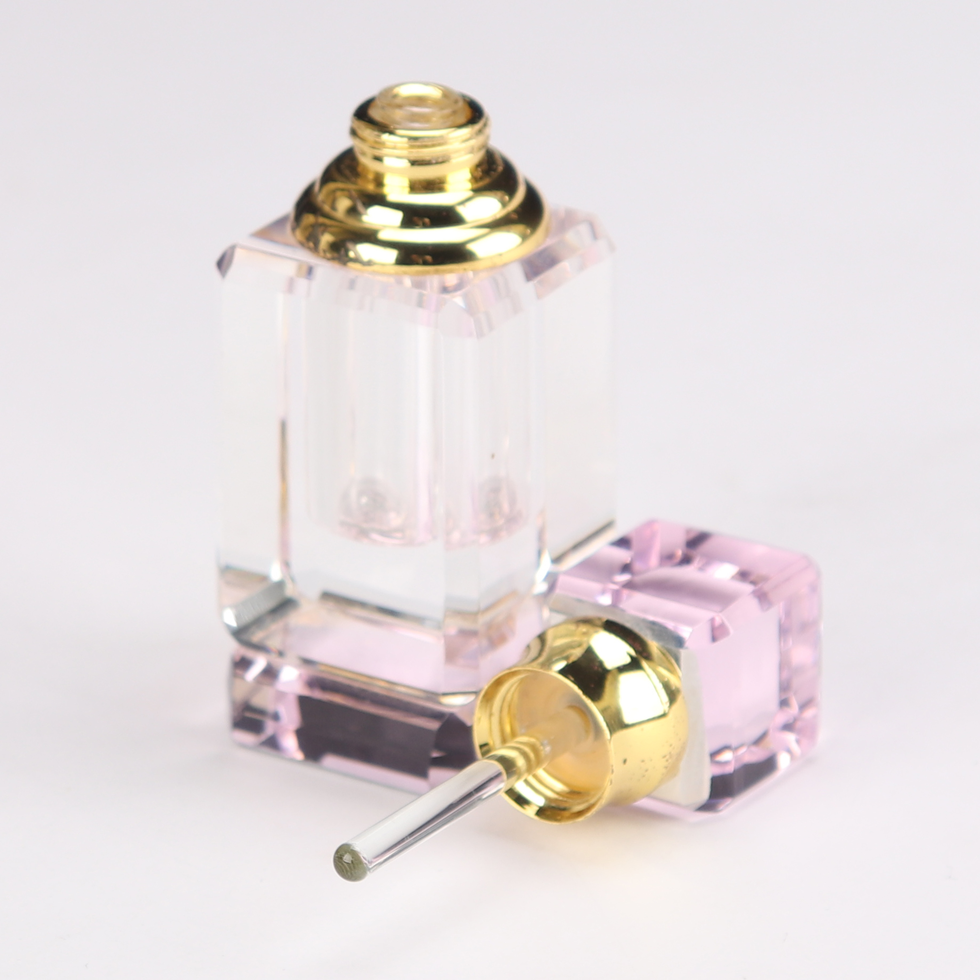 New style luxurious Transparent 3ml K9 Crystal Empty pink  Perfume Bottle Rose Cut Faceted Parfum