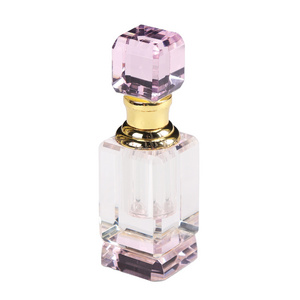 New style luxurious Transparent 3ml K9 Crystal Empty pink  Perfume Bottle Rose Cut Faceted Parfum