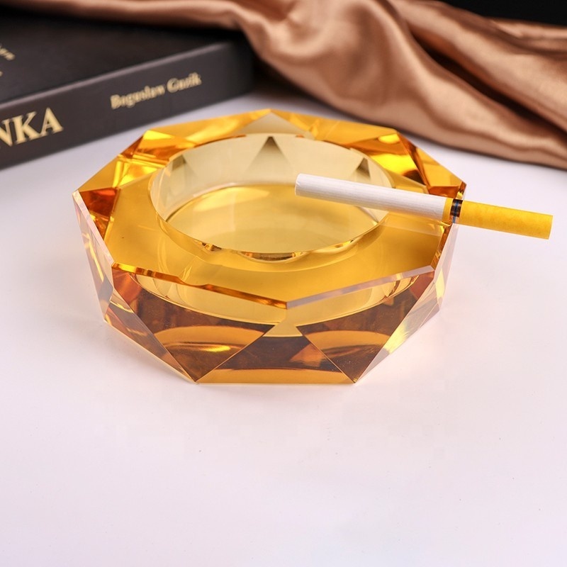 Free engraved 150mm crystal glass ashtray Octagon ashtray custom logo 	 high quality crystal ashtray with logo engraving