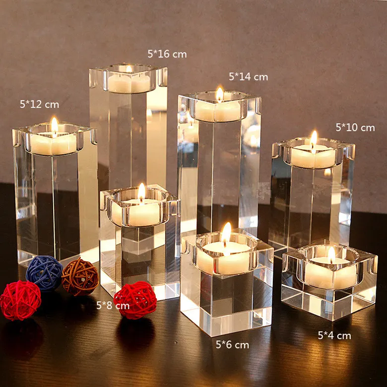 2023 Hot Sale Home Decorative Pillar Tall Gold Wedding Table Centerpieces Crystal Candle Holders