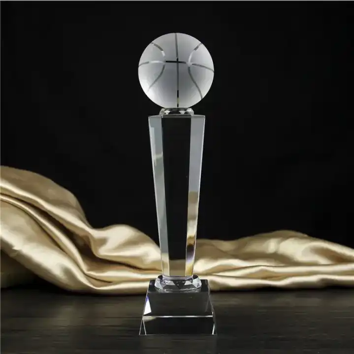 wholesale trophy laser engrave basketball award custom crystal glass trophy