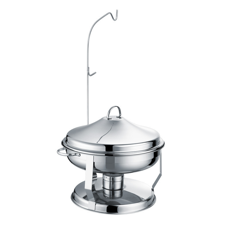 Large Capacity Round Hanging Type Stainless Steel Chafing Dish Buffet Set with Hanging Cover Silver Buffet Stove