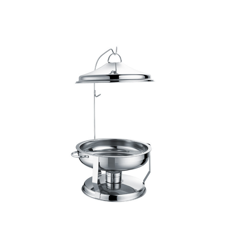 Large Capacity Round Hanging Type Stainless Steel Chafing Dish Buffet Set with Hanging Cover Silver Buffet Stove