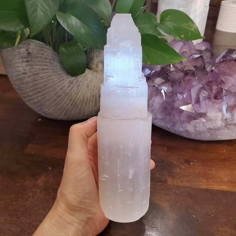 Crystal Crafts Best Quality raw Selenite Tower Selenite lamp for Home Decoration for Worldwide Export from India