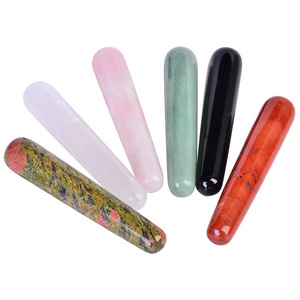 Natural Quartz Dildo Massage Wand Crystal Pink Massage Wand : Gemstone Healing Wand Massage Stone Supplier Customized