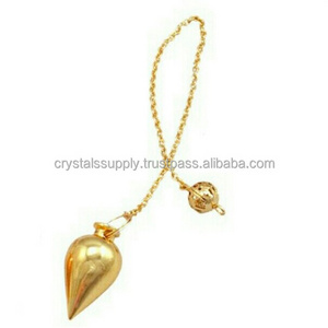 Gold Plated Pendulum For Dowsing Metal Pendulum High Quality Wholesale Crystal Brass Metal Pendulums Dowsing Tool For Sale