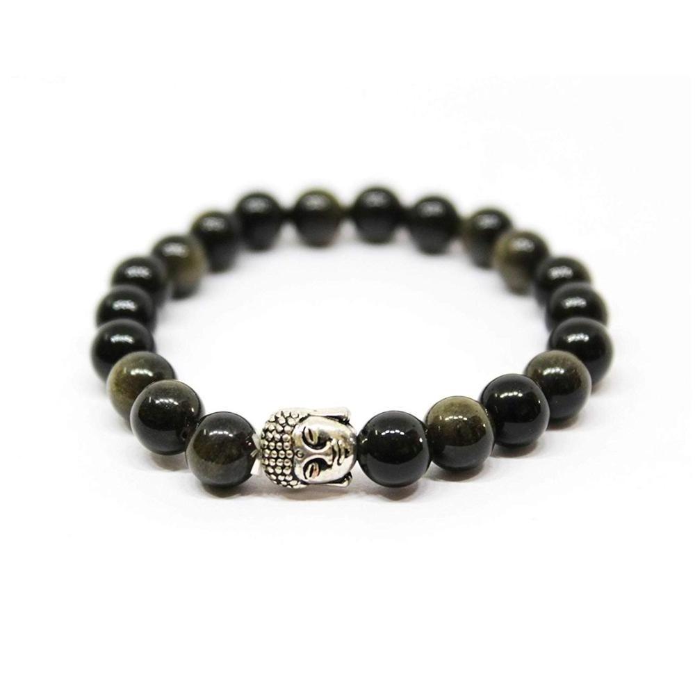 Top Quality Black Obsidian Bracelet For Women Wristband Custom Reiki Healing Yoga Beads Bracelet Buddha BB-005 Crystals Supply