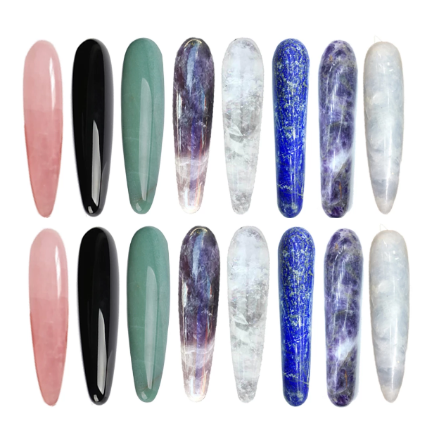 Natural Quartz Dildo Massage Wand Crystal Pink Massage Wand : Gemstone Healing Wand Massage Stone Supplier Customized