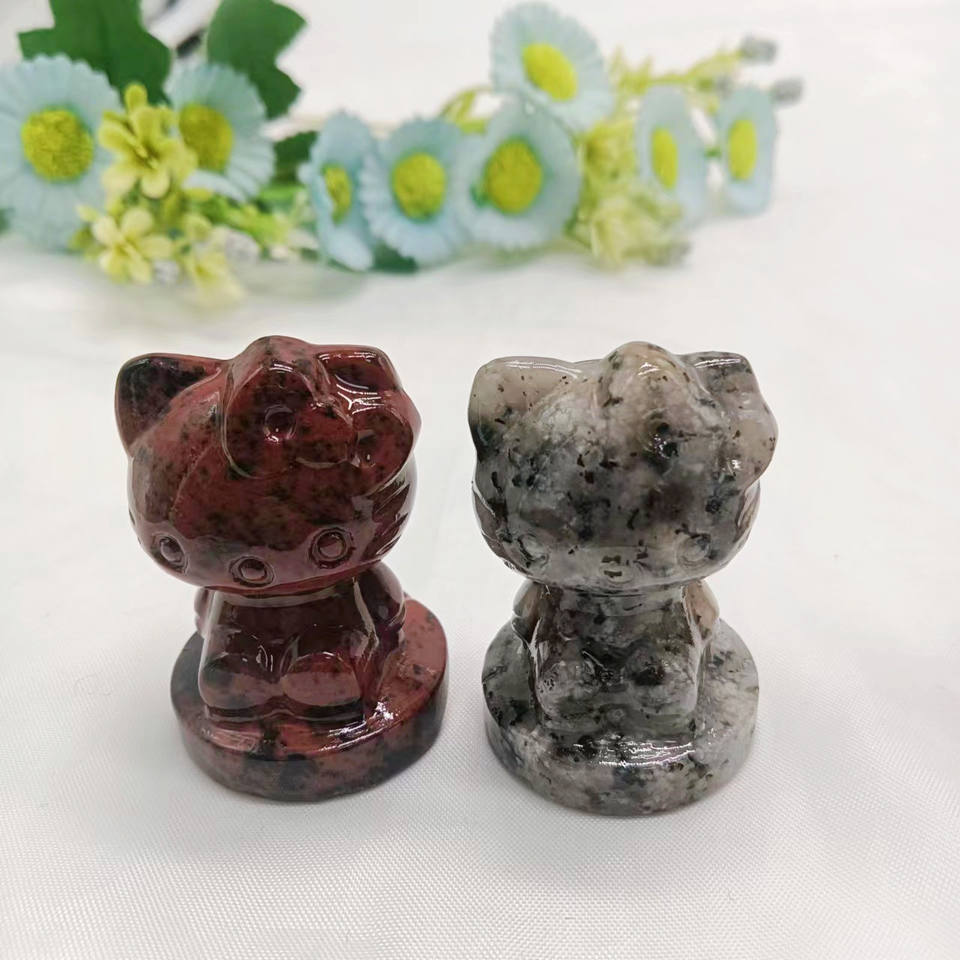 Folk Craft Crystal Hello Kitty Crystal Carving Wholesale Cute Cats Hello Kitty Mini Figures Or Hello Kitty Carving