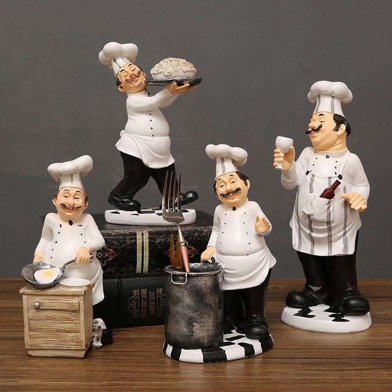 Restaurant Cake Shop Cafe Tabletop Home Decoration Statue Crafts Resin Chef Model