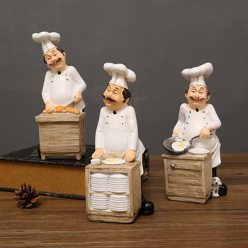 Restaurant Cake Shop Cafe Tabletop Home Decoration Statue Crafts Resin Chef Model