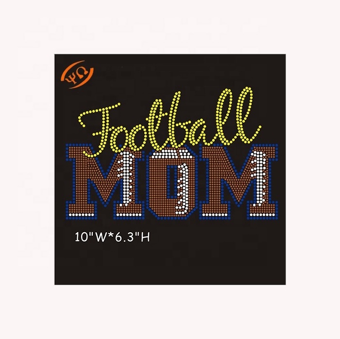 Fast Shipment Bling Football Football Mom Hot Fix Rhinestone Transfer Iron on Game Day Heat Press Transfer For T shirts