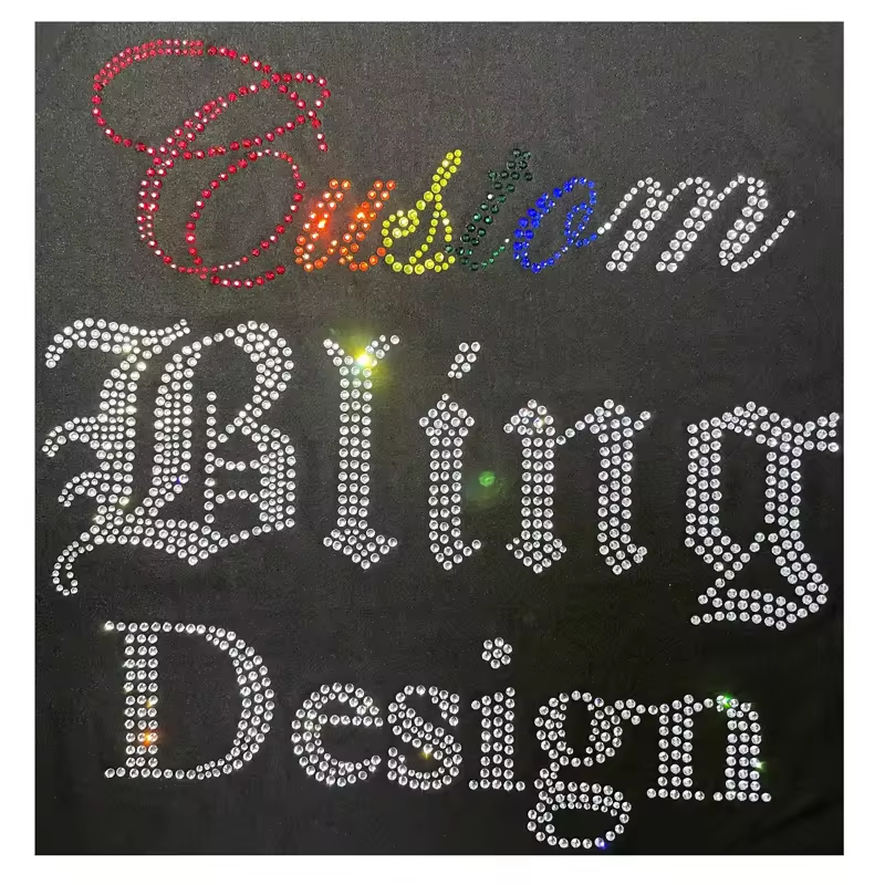 China Factory Custom Bling Designs Football Team LOGO Wholesale Hotfix Rhinestone Heat Transfer Designs Iron On Appliques