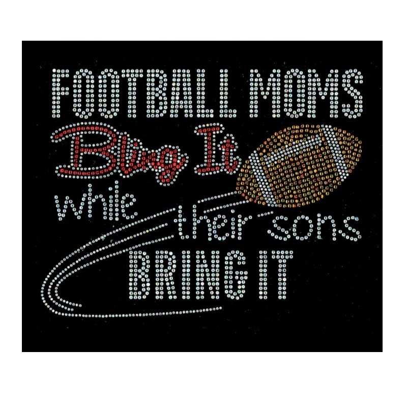 Fast Shipment Bling Football Football Mom Hot Fix Rhinestone Transfer Iron on Game Day Heat Press Transfer For T shirts