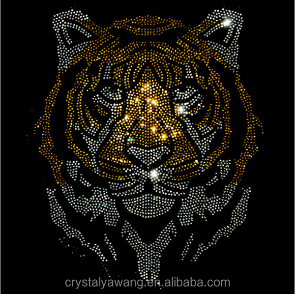 Hot sale custom tiger rhinestone transfer wholesale