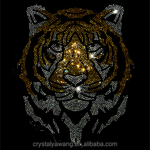 Hot sale custom tiger rhinestone transfer wholesale