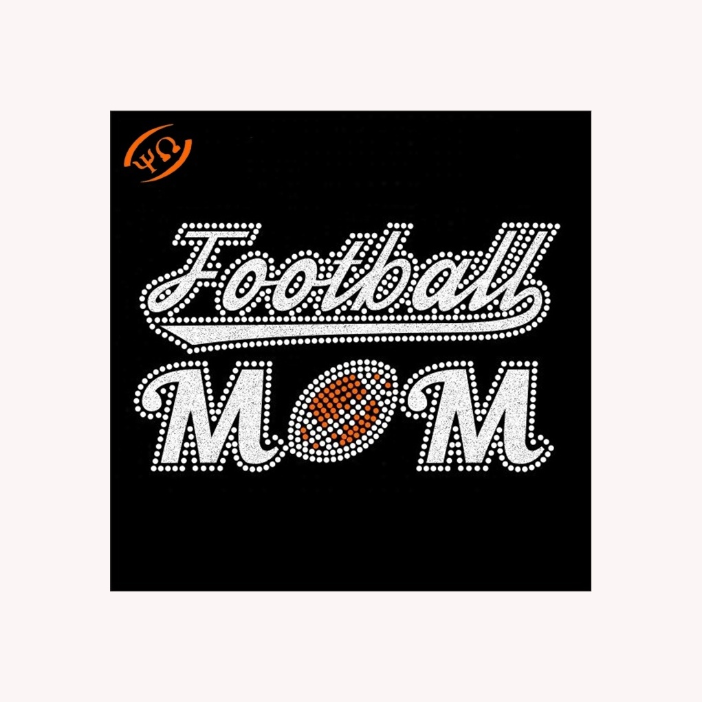 Fast Shipment Bling Football Football Mom Hot Fix Rhinestone Transfer Iron on Game Day Heat Press Transfer For T shirts