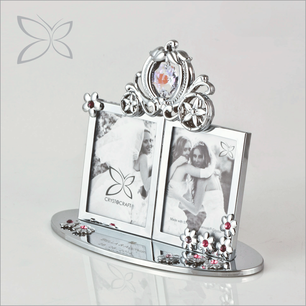 Crystocraft Elegant Wedding Carriage Decorated with Brilliant Cut Crystals Wedding Picture Frames mini