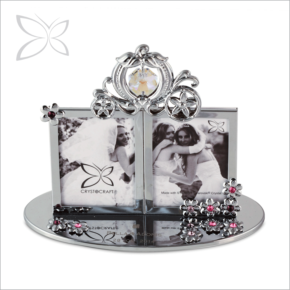 Crystocraft Elegant Wedding Carriage Decorated with Brilliant Cut Crystals Wedding Picture Frames mini