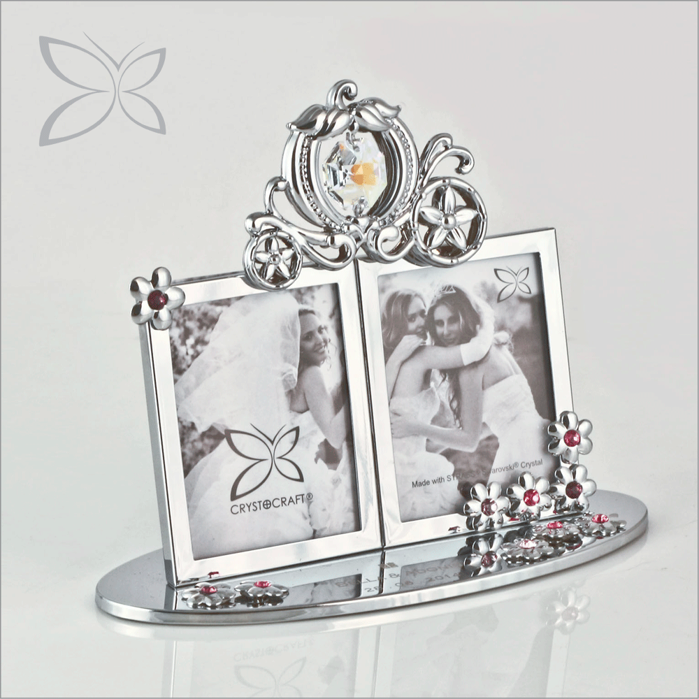 Crystocraft Elegant Wedding Carriage Decorated with Brilliant Cut Crystals Wedding Picture Frames mini