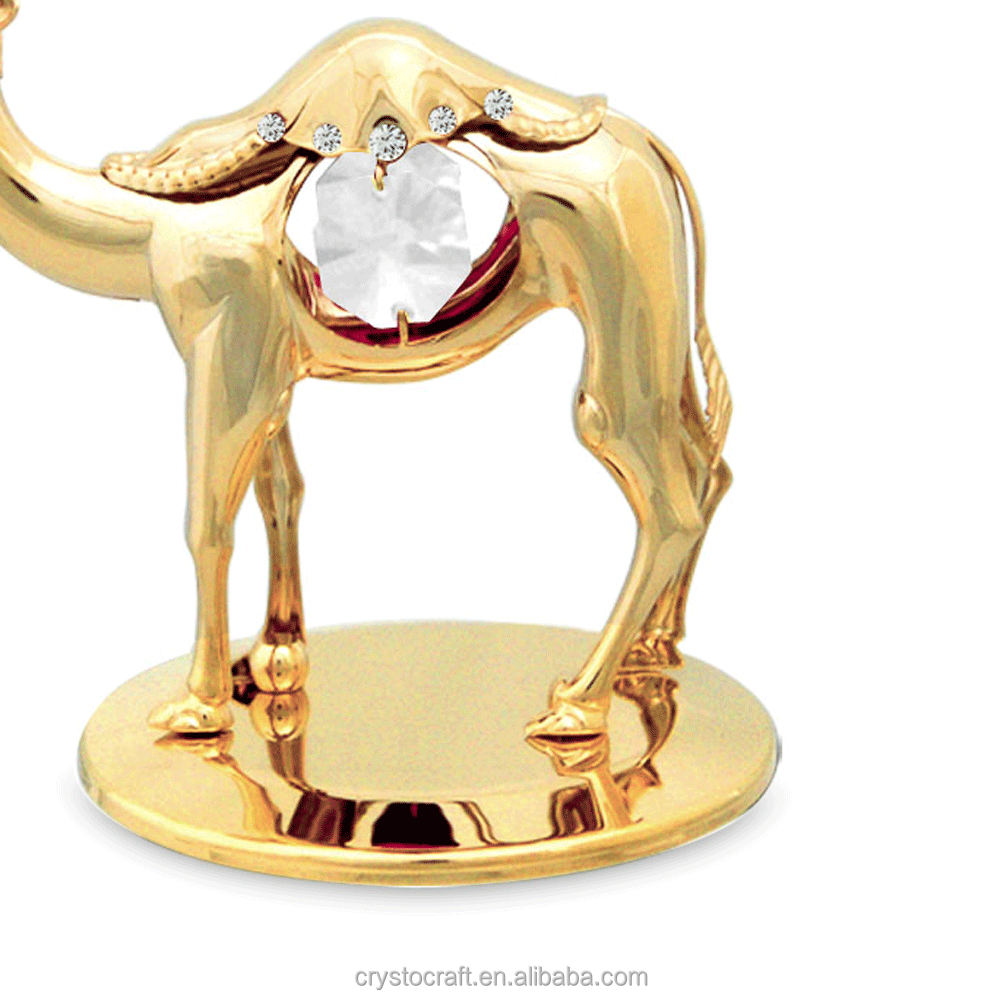 Crystocraft 24k Gold Plated Metal Camel Figurine Decorated with Brilliant Cut Crystals Middle East Arabic Dubai Souvenir