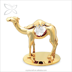 Crystocraft 24k Gold Plated Metal Camel Figurine Decorated with Brilliant Cut Crystals Middle East Arabic Dubai Souvenir