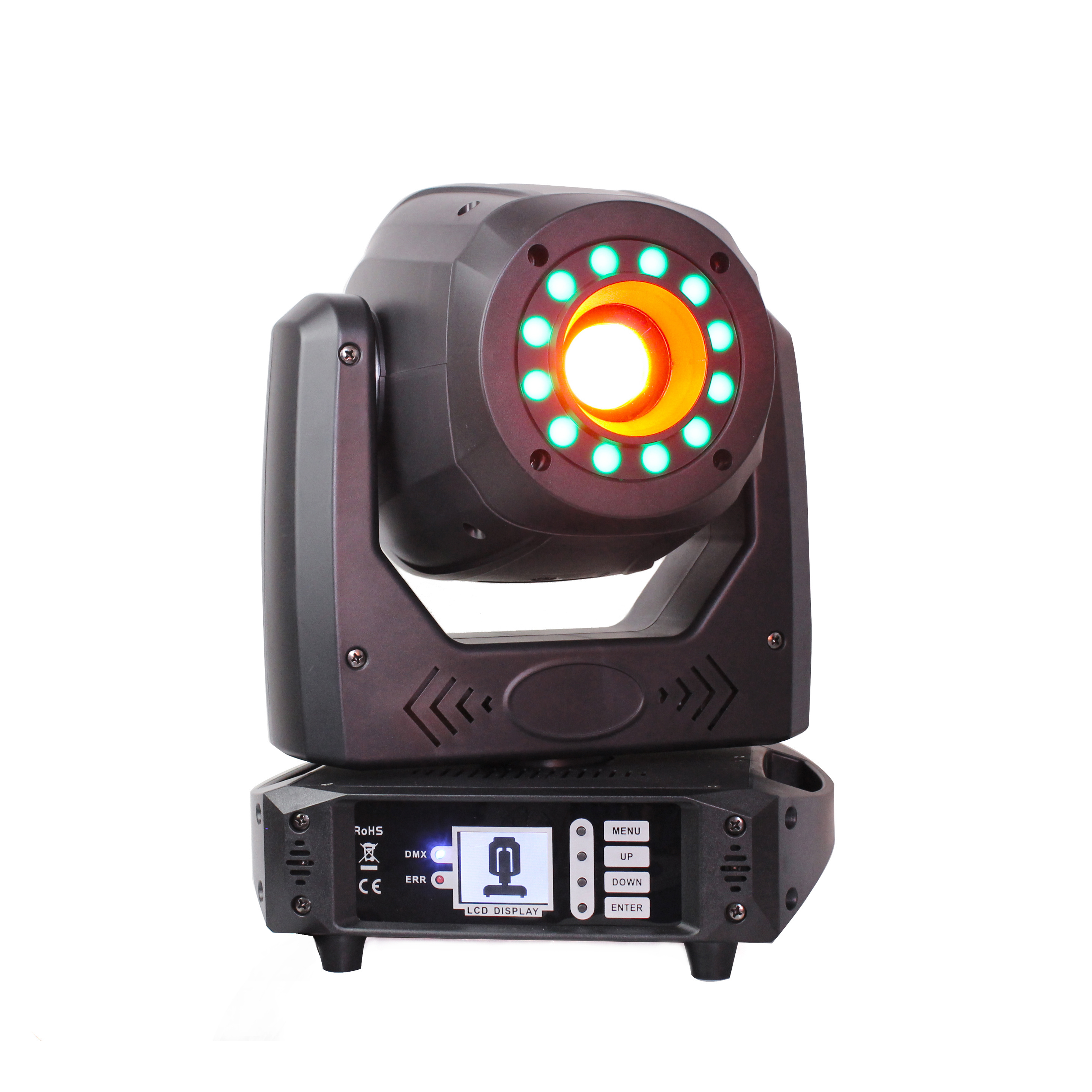 New LED 100W 3 Prisms Mini Spot DMX Moving Head Dj Lights with RGB 3 in1 Leds Ring