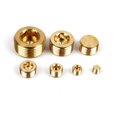 Custom factory 1/8" 1/4" 3/8" 1/2" 3/4" stainless brass internal hollow hex thread socket pipe end plug