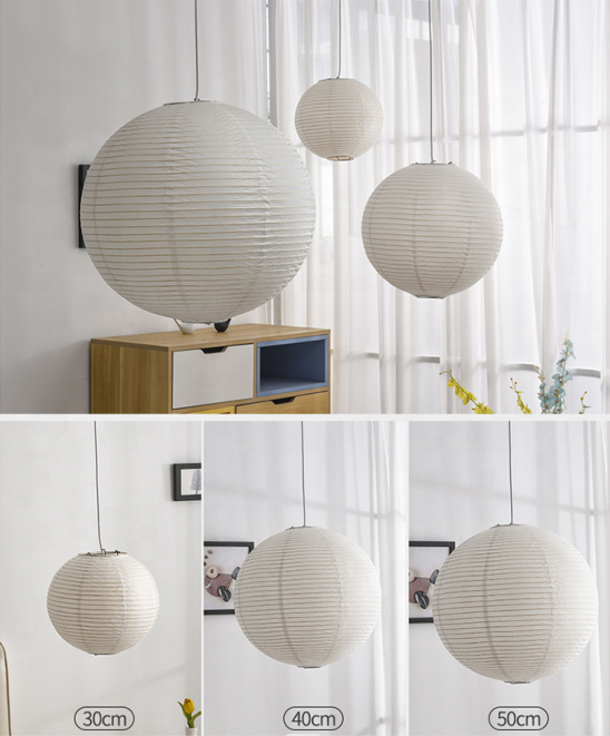 Warehouse Nordic Paper lampshade indoor lighting  40cm 50cm 60cm 80cm ball modern decorative led chandelier for home