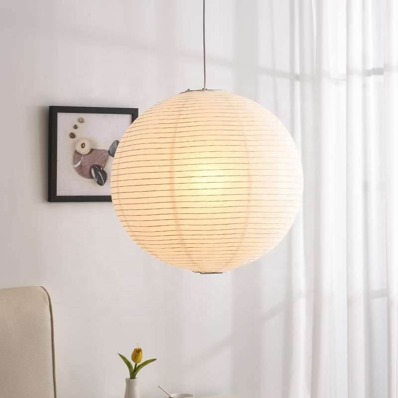 Warehouse Nordic Paper lampshade indoor lighting  40cm 50cm 60cm 80cm ball modern decorative led chandelier for home