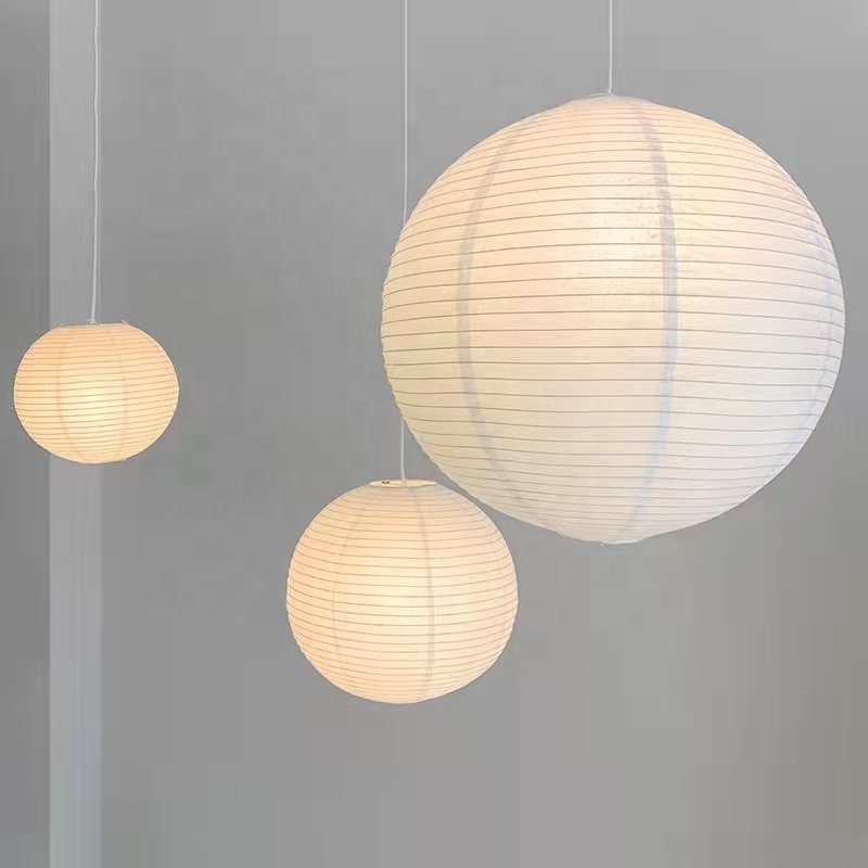 Warehouse Nordic Paper lampshade indoor lighting  40cm 50cm 60cm 80cm ball modern decorative led chandelier for home