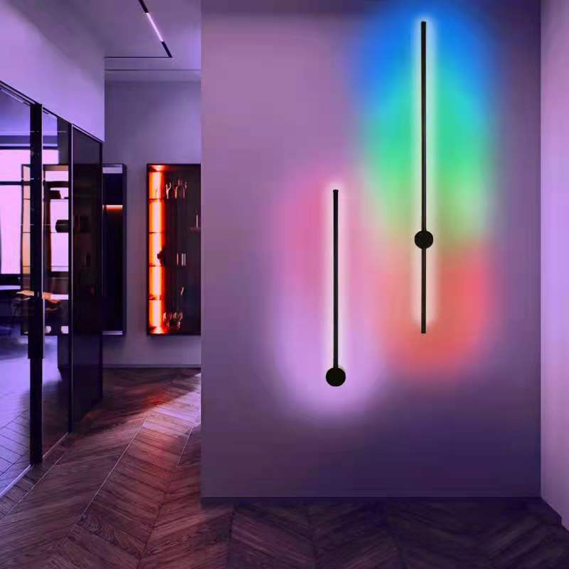 Nordic modern Simple rgb led strip lights Wall Light Indoor Black Line wall lamps Sconce Stair Lamp