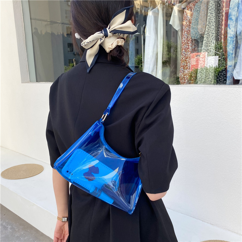 Wholesales Pvc Clear Ladies Shoulder Armpit Bags Transparent Women Dumpling Hand Bags Jelly Purses And Handbags For Women Bags