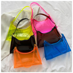 Wholesales Pvc Clear Ladies Shoulder Armpit Bags Transparent Women Dumpling Hand Bags Jelly Purses And Handbags For Women Bags