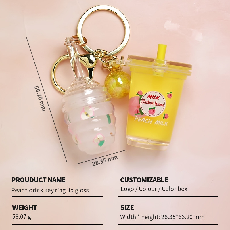 Wholesale high quality vegan moisturize lasting cute lip gloss key chains private label lip gloss with key chain custom logo