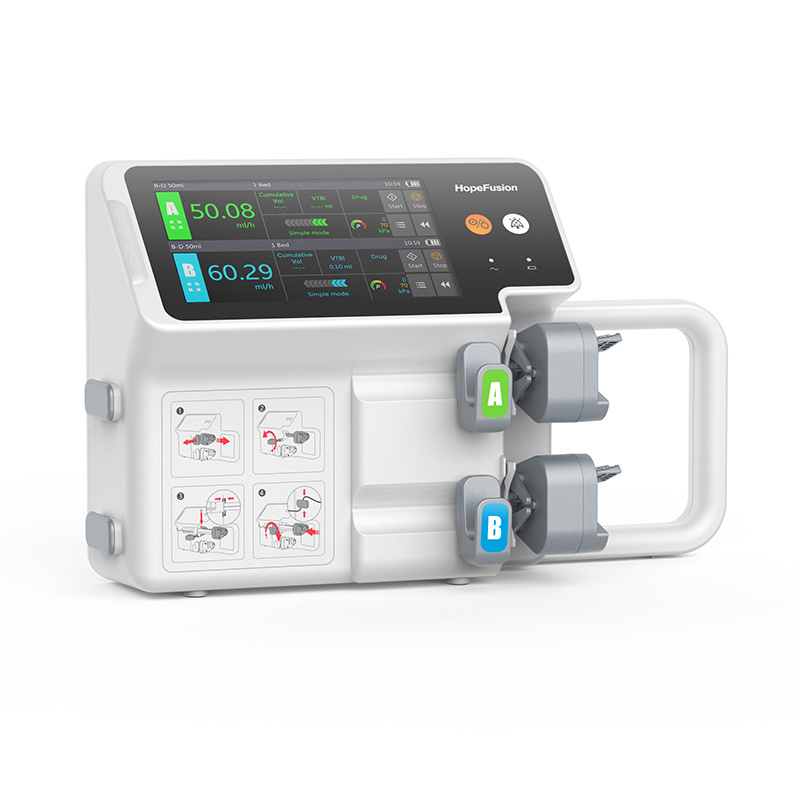 Dual Channel Hospital Infusion Pump Medical Vet multiple 50ml syringe pump