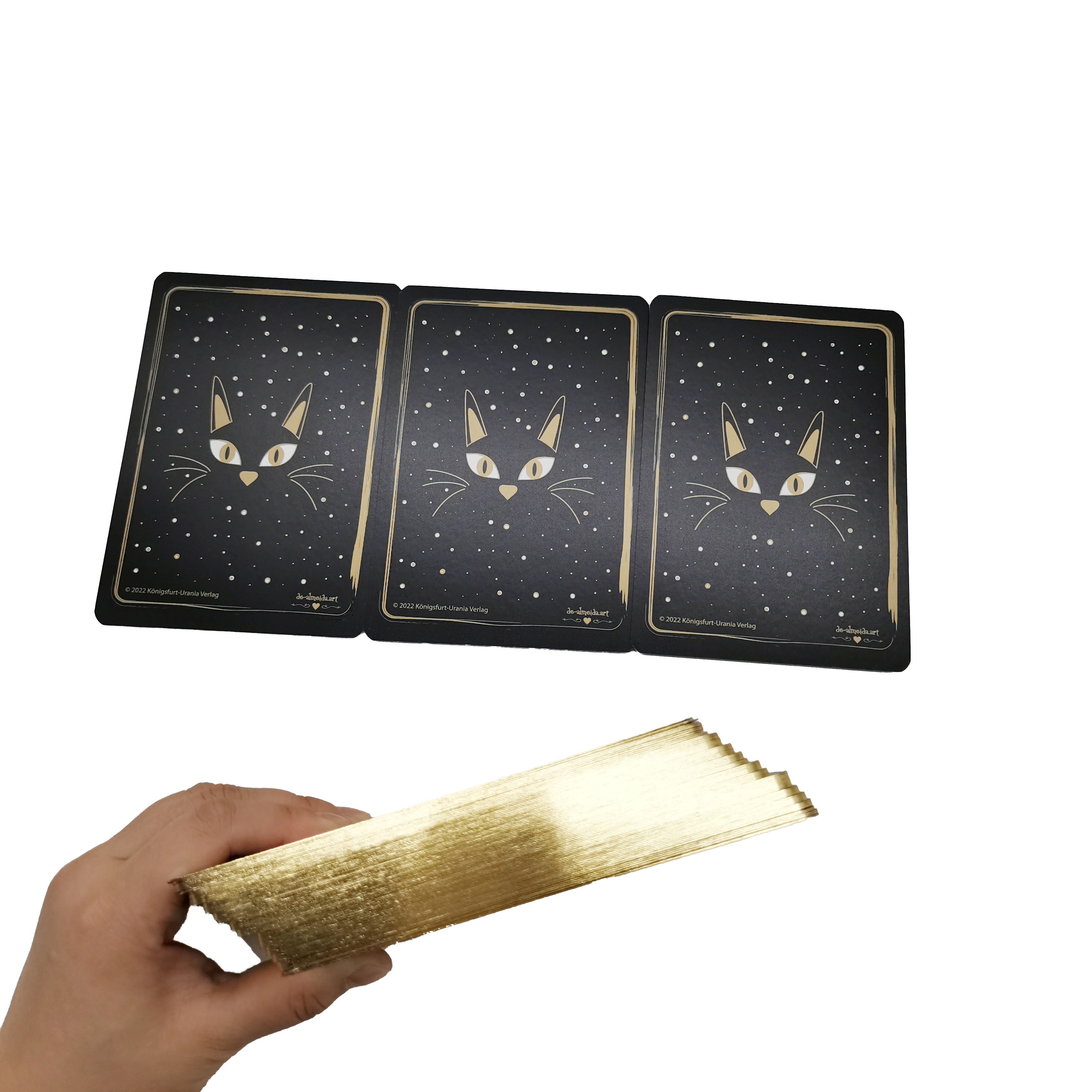 Oem Printed Golden Black Cat Tarot Cards With Guidebook Tarot Cards Charms In Russian