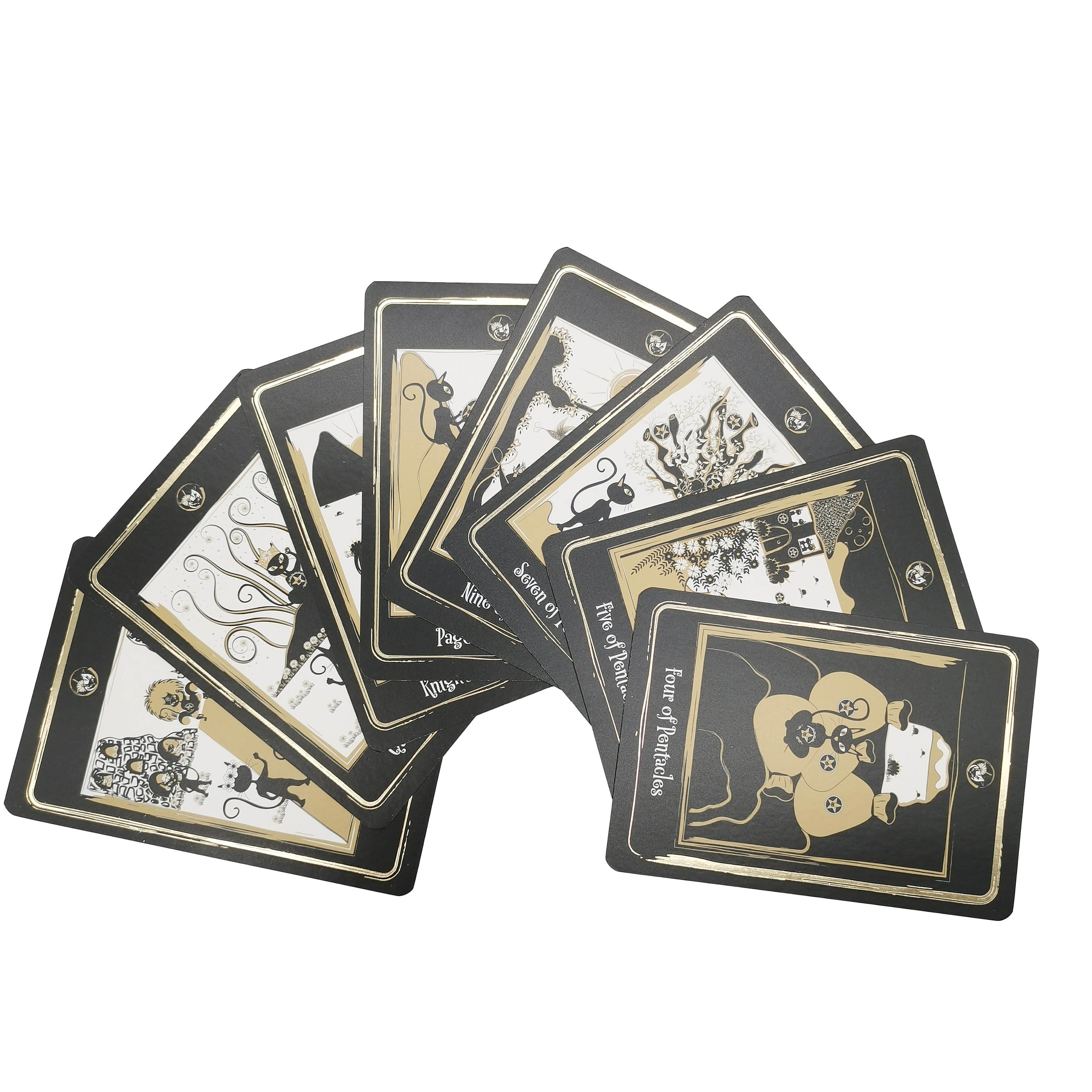 Oem Printed Golden Black Cat Tarot Cards With Guidebook Tarot Cards Charms In Russian