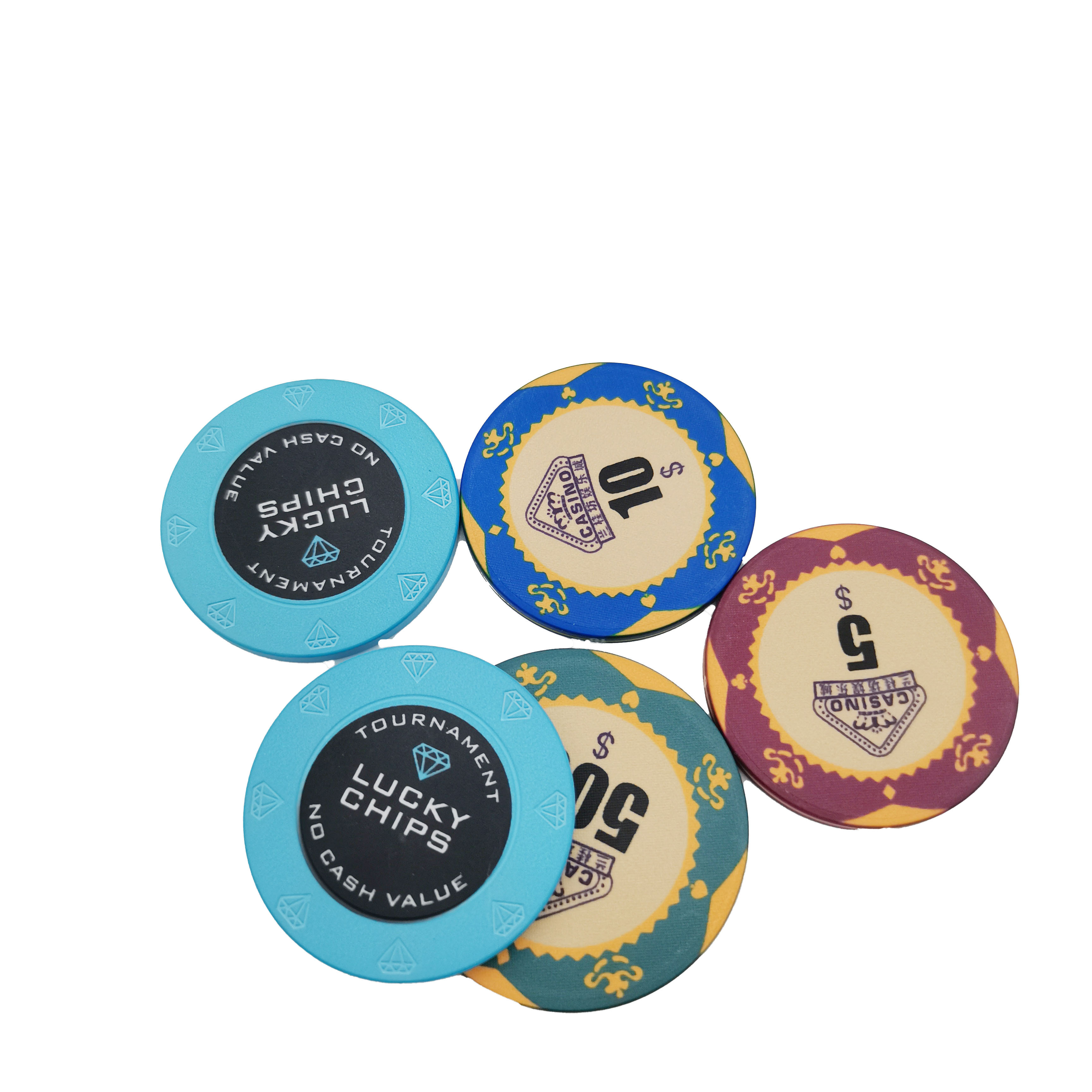 Custom Round Ultimate Clay Poker Chips Set Ceramic Poker Chips With Numbers Denominations