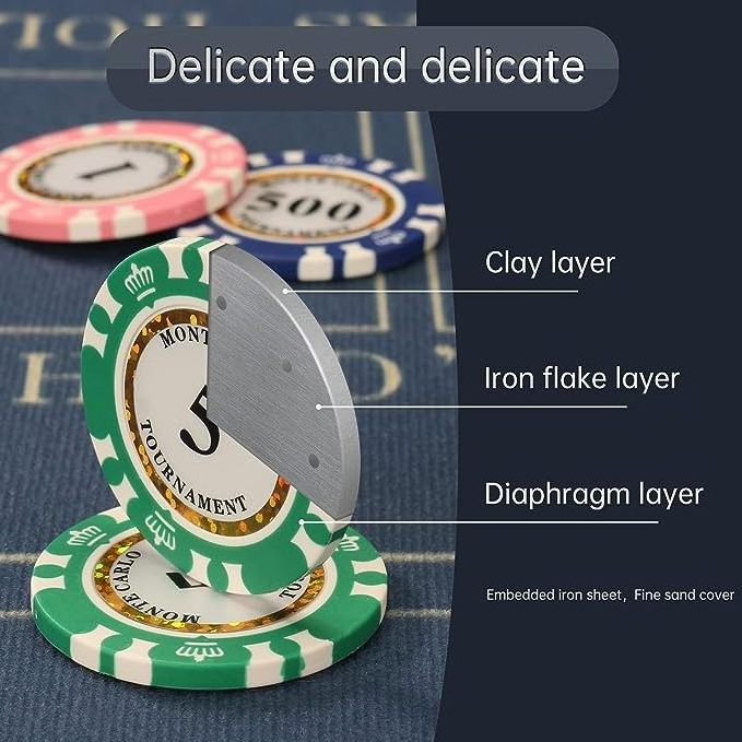 Custom 1000 Premium Poker Chips Quality Denominations Set  11.5 Gram Casino Chip